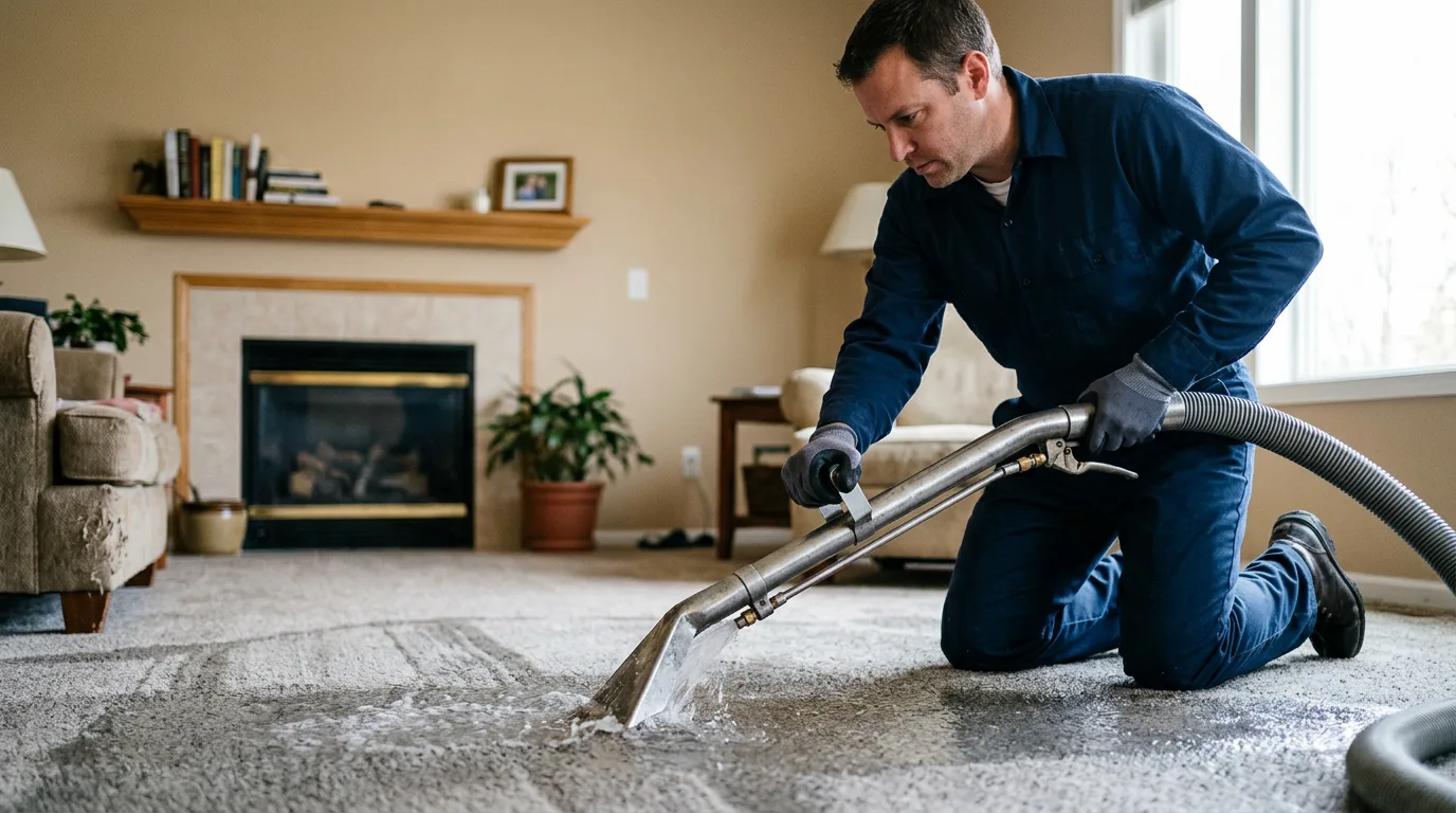 Water damage restoration technician working near Mayfield, UT